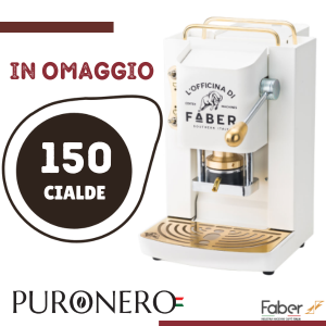 MACCHINA A CIALDE FABER PRO DELUXE BIANCA/ORO + 150 CIALDE CREMOSA PURONERO IN OMAGGIO