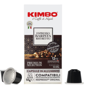 100 CAPSULE IN ALLUMINIO KIMBO MISCELA BARISTA RISTRETTO COMP.CON NESPRESSO 