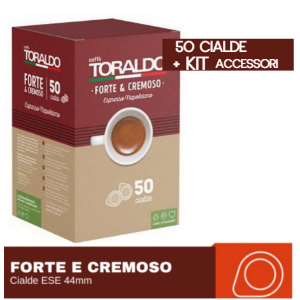 50 CIALDE CAFFÈ TORALDO MISCELA FORTE E CREMOSO CON KIT ACCESSORI