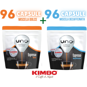 192 CAPSULE KIMBO MISCELA COMP.CON UNO SYSTEM (96 DOLCE-96 DEK)