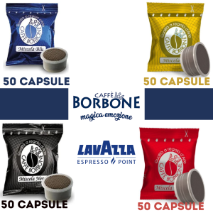 4X50 CAPSULE CAFFÈ BORBONE MISCELA (ORO-BLU-RED-NERA) COMP. CON LAVAZZA ESPRESSO POINT