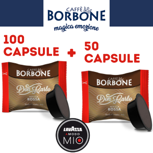 150 (100+50) CAPSULE CAFFÈ BORBONE "DON CARLO" MISCELA RED COMP.CON LAVAZZA A MODO MIO