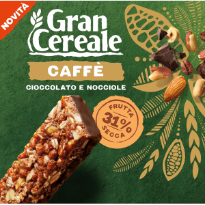 1 CONFEZIONI DA 4 BARRETTE DI GRANCEREALE CAFFÈ, CIOCCOLATO FONDENTE E NOCCIOLE DA 28 GR