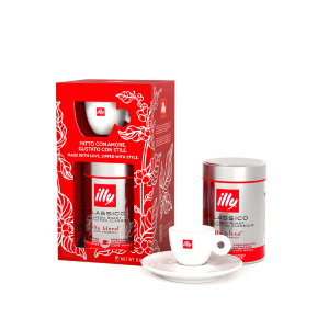 XMAS BUNDLE ILLY 250 GR DI MACINATO ESPRESSO TOSTATO CLASSICO CON UNA TAZZINA IN CERAMICA